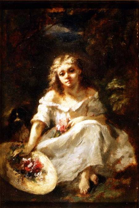 Girl with Flowers od Virgilio N. Diaz de la Pena