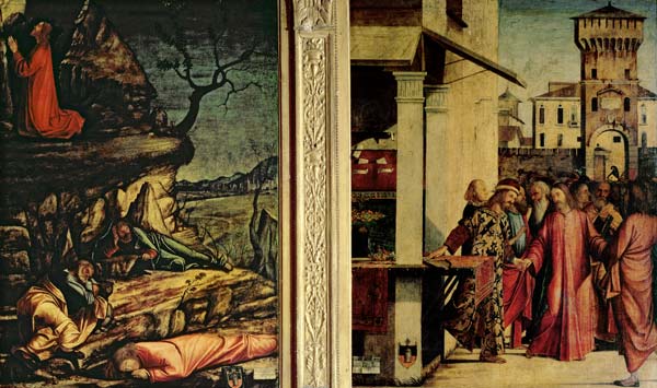 Christ's Calling of St. Matthew and the Agony in the Garden (oil on two panels) od Vittore Carpaccio