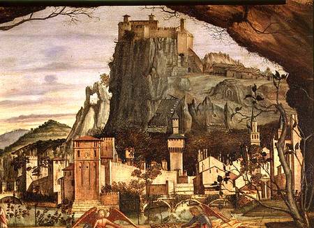 Sacre conversazione, detail of the town and castle in the background od Vittore Carpaccio