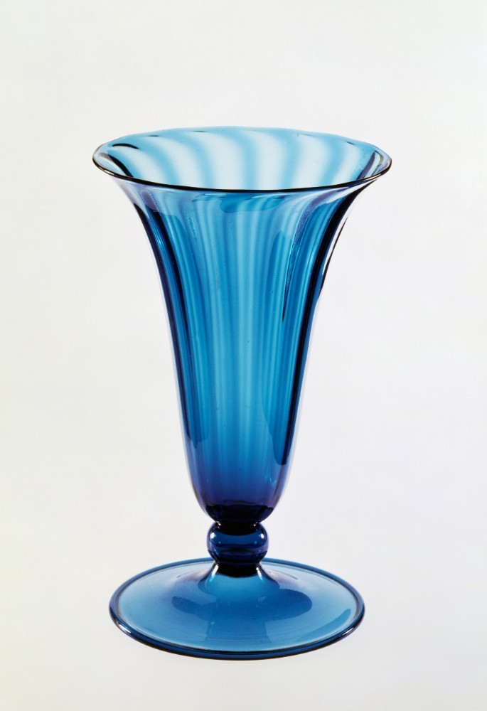 Blue blow-moulded glass vase od Vittorio Zecchin