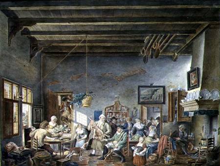 A Dutch Tavern Interior (after a painting by Johannes Petrus van Horstock) (1745-1825) 1824 od W. Jansens