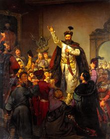 The Besiegelung of the alliance of Tyszowce by Stefan Czarniecki od Walery J.K. Eljasz-Radzikowski