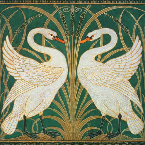 Wallpaper Design for panel of Swan, Rush & Iris od Walter Crane