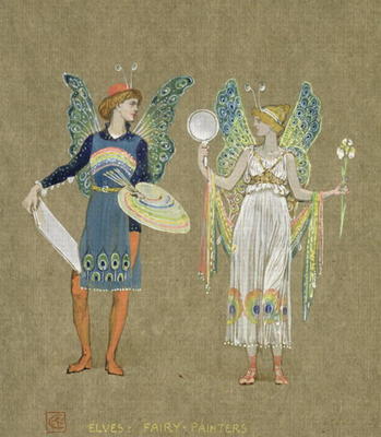 Elves and Fairy Painters, from 'The Snowman' 1899 (w/c on paper) od Walter Crane