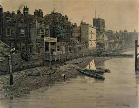 A Thames View Showing the Adam and Eve Tavern in Chelsea od Walter Greaves