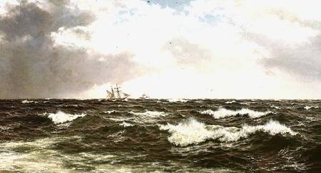 Seascape with Ships in Mid Channel od Walter Shaw