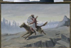 Ivan Tsarevich riding the Gray Wolf