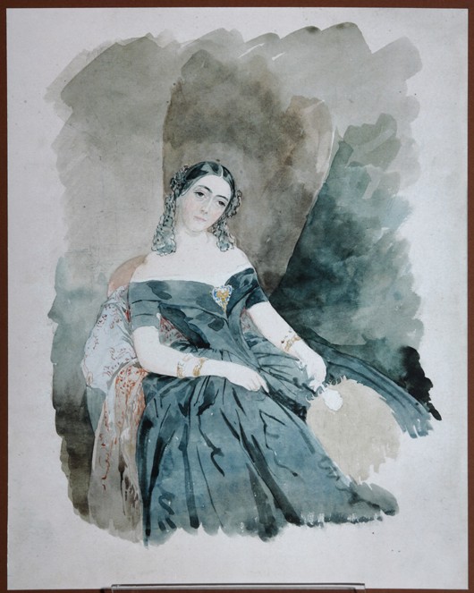 Portrait of Leonilla Ivanovna Baryatinskaya, Princess zu Sayn Wittgenstein (1816-1918) od Wassili Sadownikow