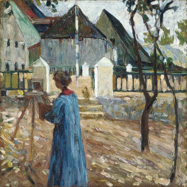 Gabriele Münter when painting in Kallmünz. od Wassily Kandinsky
