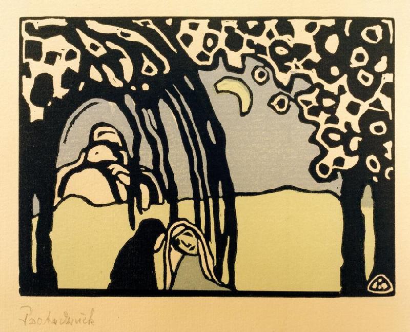 Two Women in Moonlit Landscape od Wassily Kandinsky