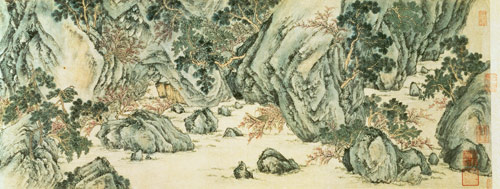 The Journey to the 'Land of the Immortals' detail of 'The Peach Blossom Spring' from a poem entitled od Wen  Zhengming