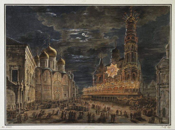 Illumination at the Sobornaya Square in Honour of Emperor Alexander I Coronation od Werkst. Alexejew
