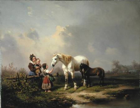 Feeding the Mare and the Foal od Wilhelm Alexander Meyerheim
