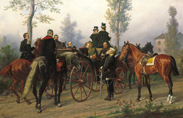 Napoleon III and Bismarck after the Battle of Sedan od Wilhelm Camphausen