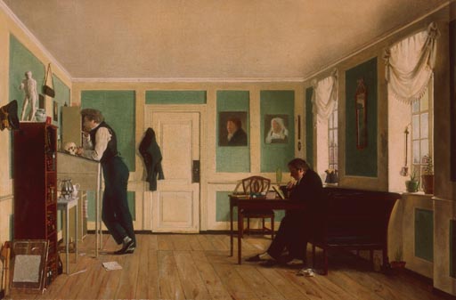 W.F.Bendz, Zimmer an Amaliegade 1826 od Wilhelm Ferdinand Bendz