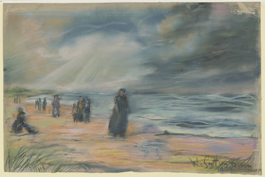 Stroller at the beach od Wilhelm Gutmann