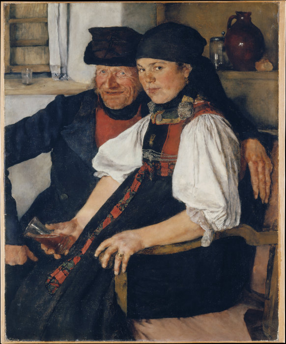 Elderly Farmer and Young Girl ("The Unequal Couple") od Wilhelm Leibl