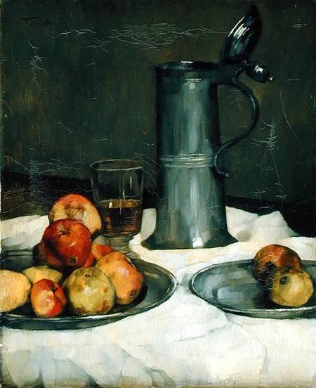 Still life with apples and pewter jug od Wilhelm Trubner