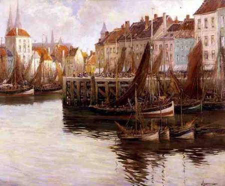 Ostend Harbour od Willem Bataille