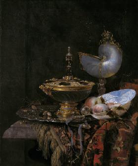 Pronk Still Life with Holbein Bowl, Nautilus Cup, Glass Goblet and Fruit Dish