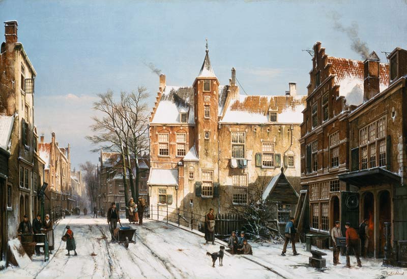 Dutch town in winter od Willem Koekkoek