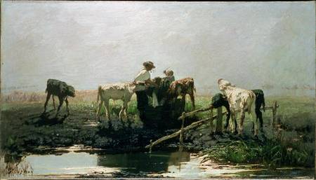 Calves at a Pond od Willem Maris