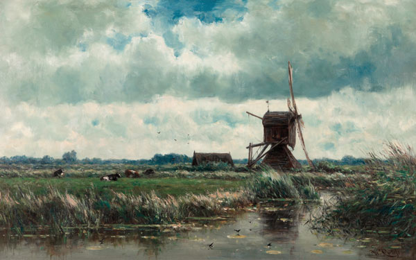 Polder landscape with windmill near Abcoude od Willem Roelofs