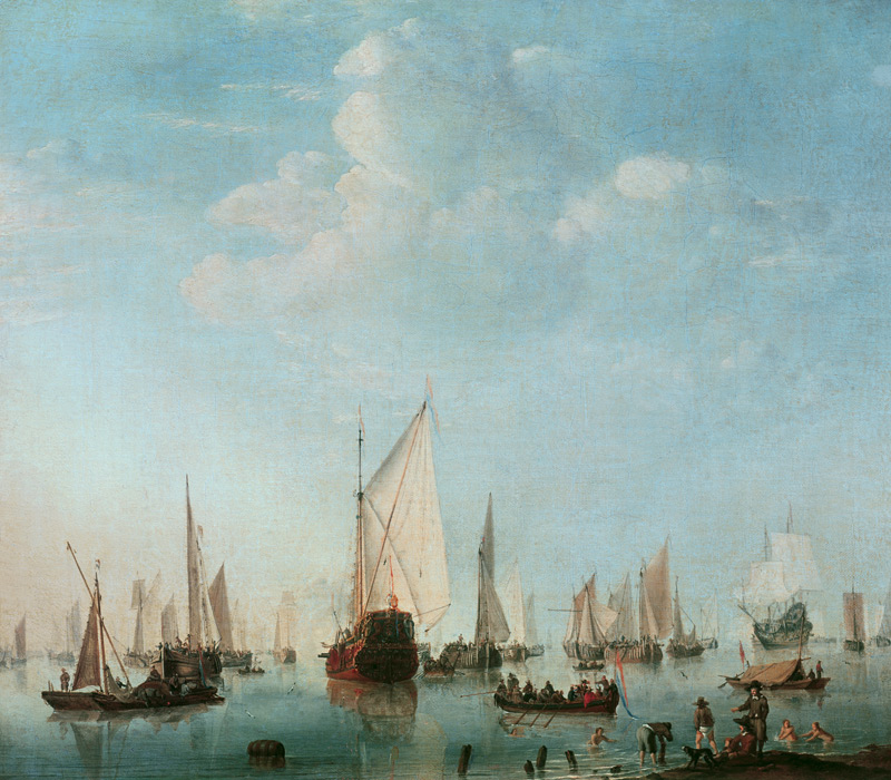 W.v.d.Velde d.J., Schiffe in ruhiger See od Willem van de Velde d.J.