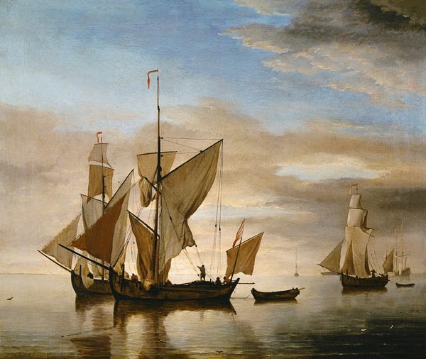 Schiffe auf ruhiger See im Abendlicht od Willem van de Velde d.J.
