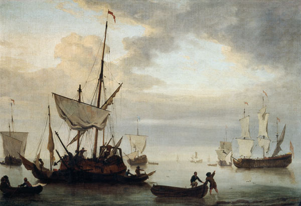 J.v.de Velde /Seascape w.Sailing Boats od Willem van de Velde d.J.