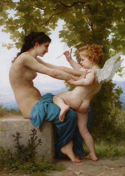 A Young Girl Defending Herself Against Eros od William Adolphe Bouguereau