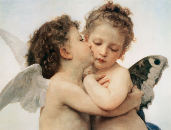 The first Kiss (Detail) od William Adolphe Bouguereau