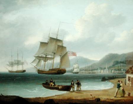 Merchant Ships Under Sail and at Anchor off a Town od William Anderson