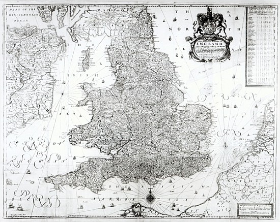 A New Map of the Kingdom of England and the Principalitie of Wales od William Berry
