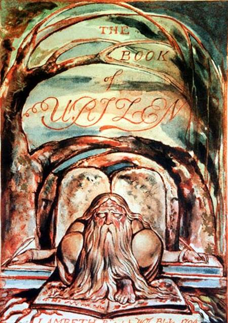 The First Book of Urizen; title page, showing Urizen (representing the embodiment of unenlightened r od William Blake