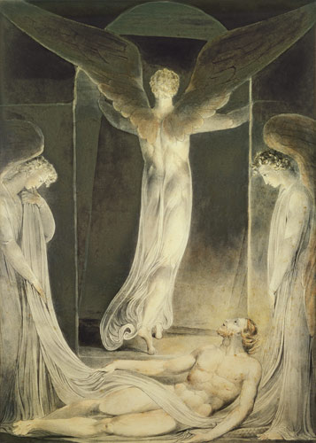 The Resurrection: The Angels rolling away the Stone from the Sepulchre od William Blake