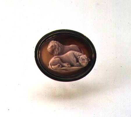 Cameo of a lion and lioness od William Brown and Charles Brown