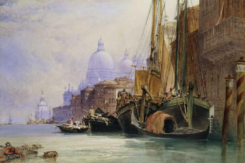 Santa Maria della Salute und der Canal Grande, Venedig. od William Callow