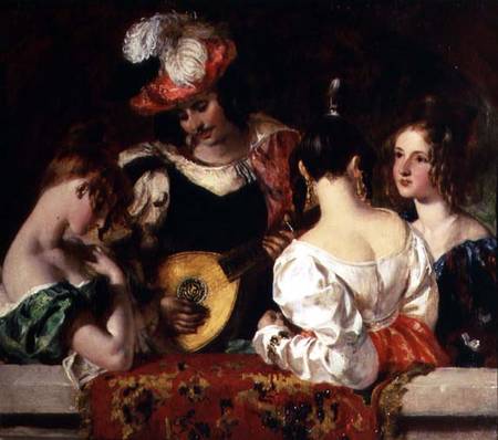 The Lute Player: "When soft notes I the sweet lute inspired, fond fair ones listen'd and my skill ad od William Etty