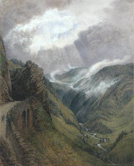 On Ruskin's Old Road between Morez and Les Rousses, Jura od William Gersham Collingwood