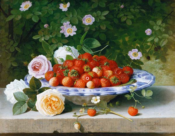 Ein Teller mit Erdbeeren od William Hammer