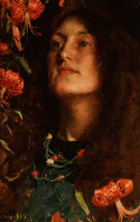 Portrait of Emily Hatherell, the artist's wife od William Hatherell