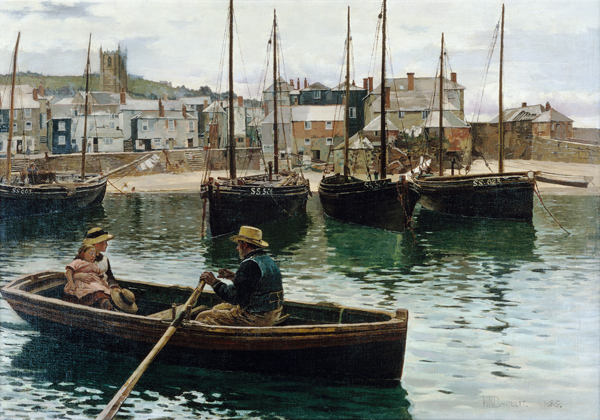 In the port of piece of Ives, Cornwall od William Henry Bartlett