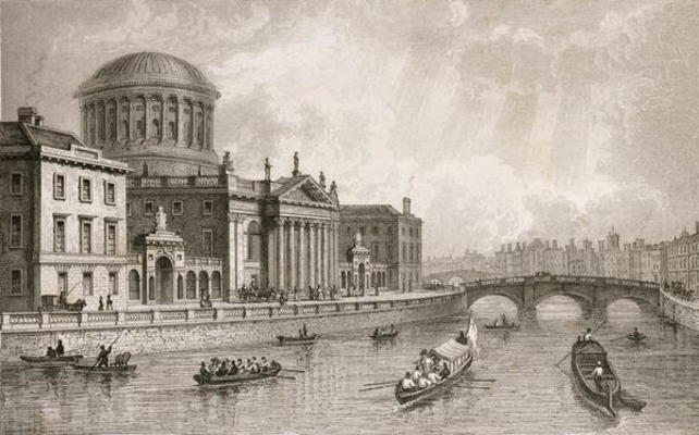 The Four Law Courts, Dublin, engraved by Owen (engraving) od William Henry Bartlett