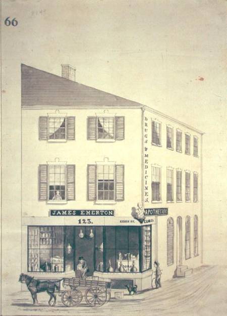Apothecary shop of James Emerton in Salem od William Henry Emmerton