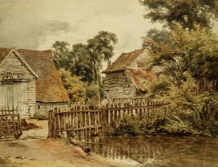 Farmyard with pond od William Henry Hunt