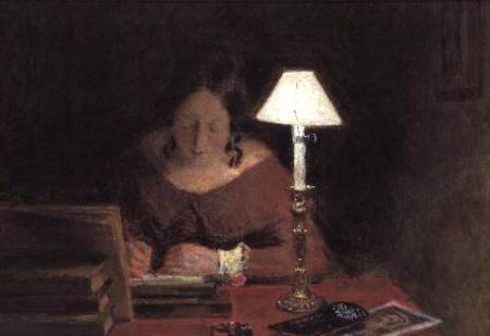 Girl Writing by Lamplight od William Henry Hunt