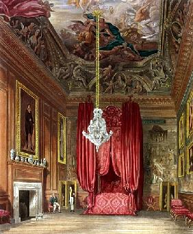 Queen Mary''s State Bed Chamber, Hampton Court from Pyne''s ''Royal Residences''