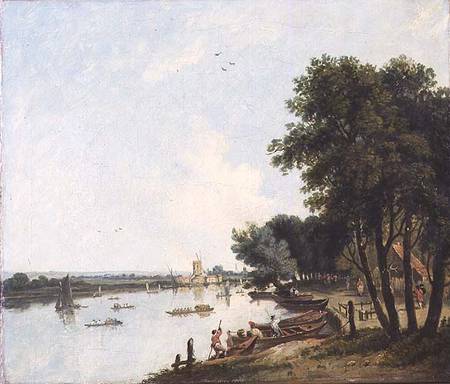 A View of the Thames at Chelsea with the Post Mill at Nine Elms beyond od William Hodges
