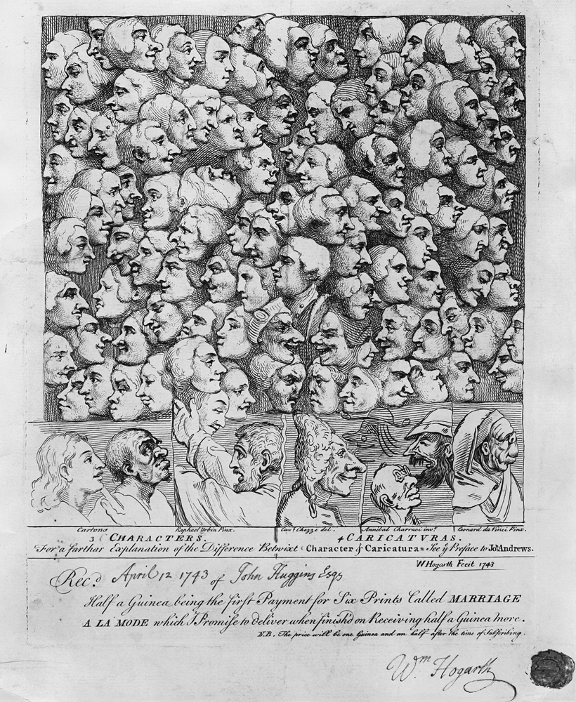 Characters and Caricatures, published in April 1743 od William Hogarth